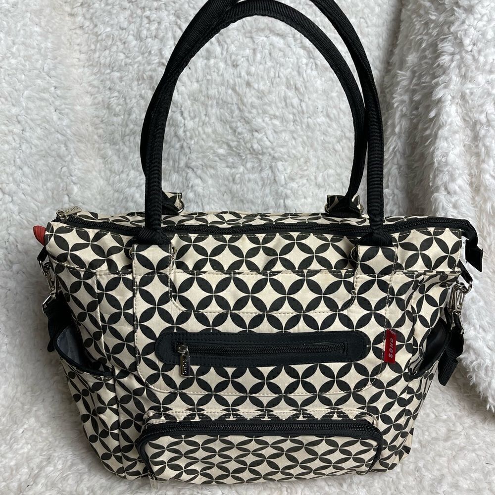 Soho Grand Central diaper bag set beige and black Nylon